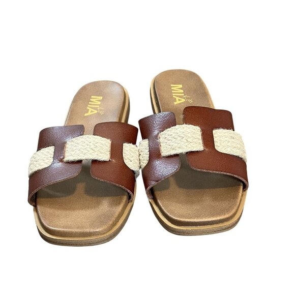 MIA Kids Brown/Cream Elayney Slip-on Sandal Size 3 - Picture 4 of 9